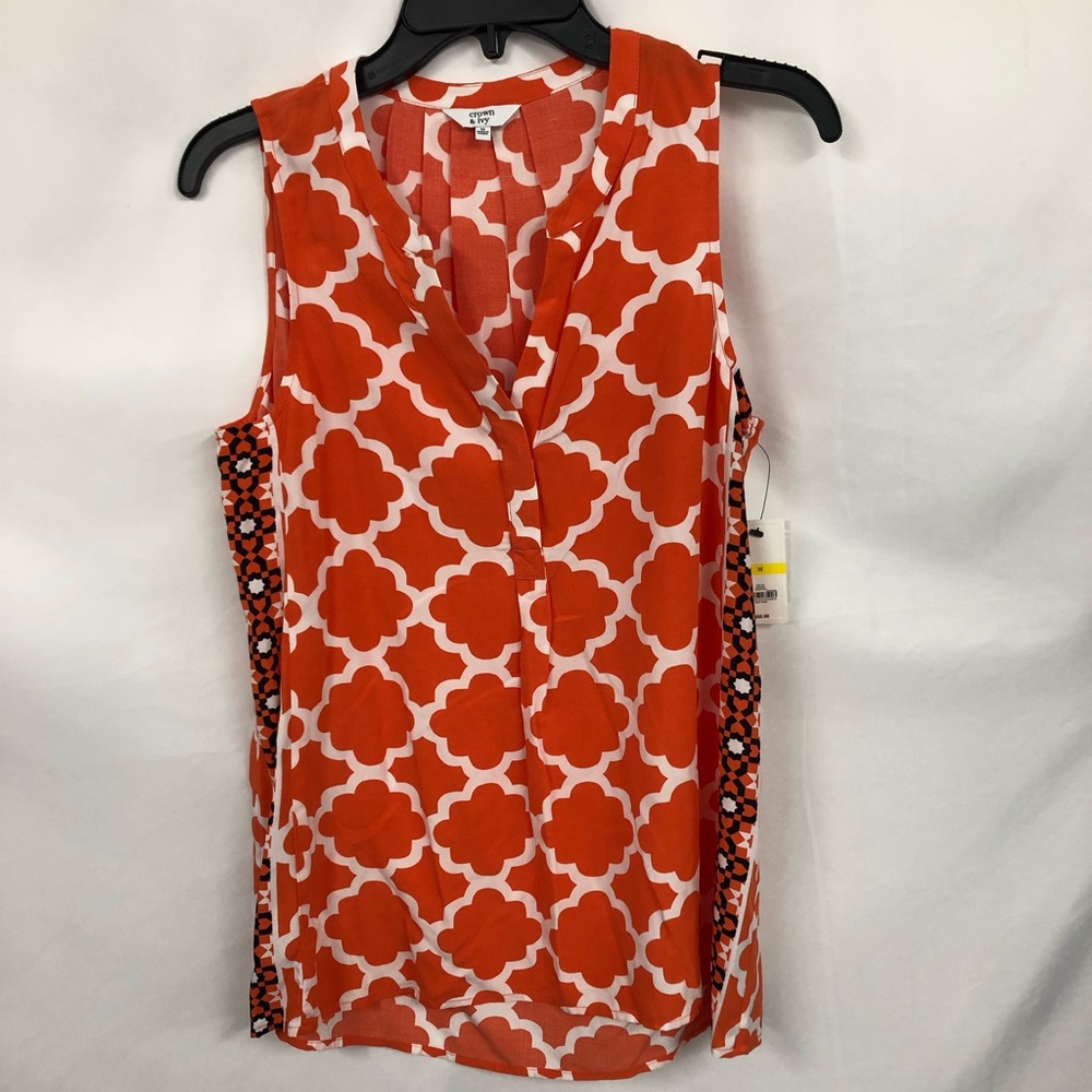 Crown Ivy Orange Navy Top M